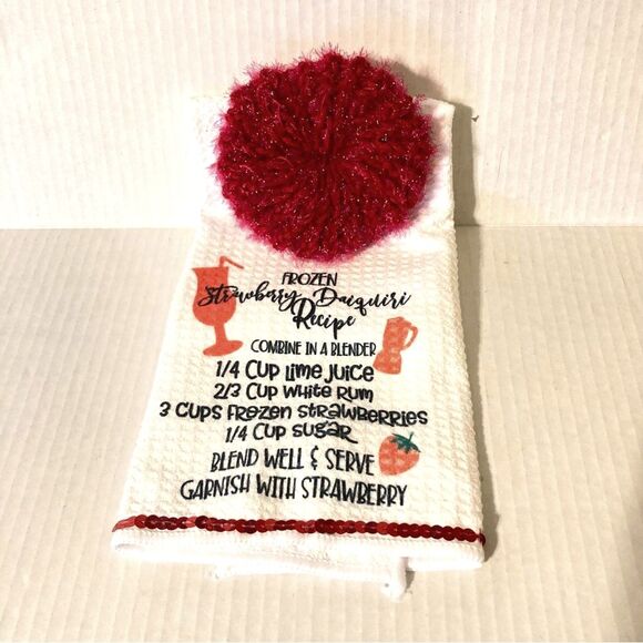 STRAWBERRY DAIQUIRI Bar Keeper Towel and Countertop Dish Glass Scrubby Gift Set - Picture 6 of 7